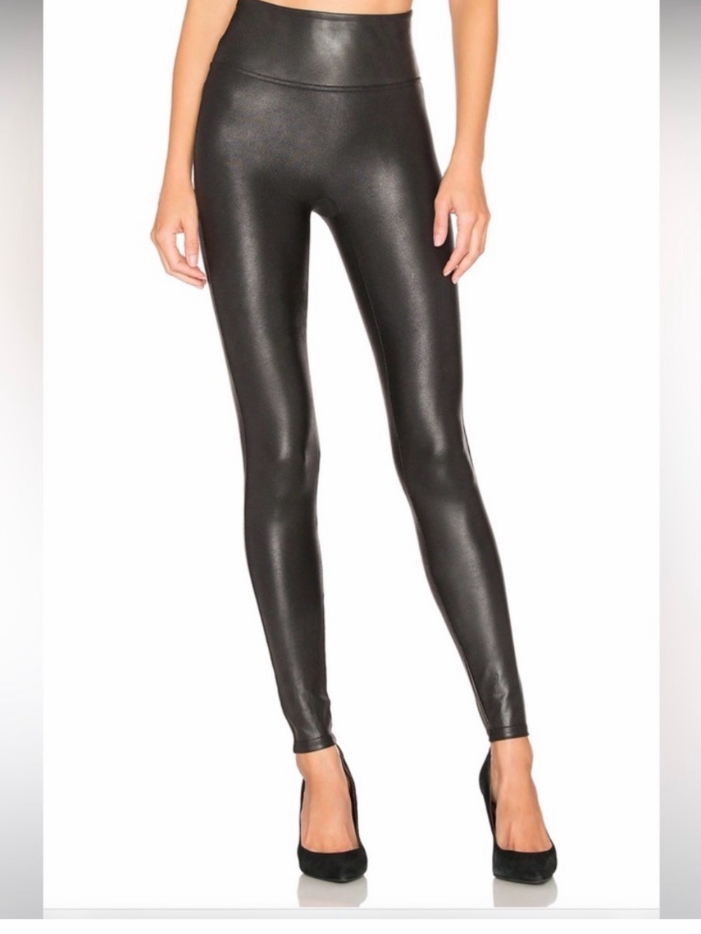 SPANX High-Waist Faux-Leather Leggings in Black